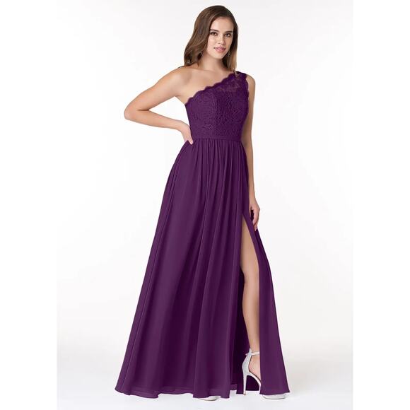 Azazie bridesmaid dress prom Size A10 GRAPE not dusty purple. pockets - Picture 2 of 9